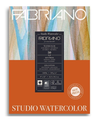 Bloco Watercolor Fabriano Satinado 300g/m² 22,9x30,5cm 50fls