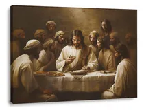 Comprar Cuadro Ultima Cena En Lienzo Canvas Opción De Marco Flotante Color Jesucristo Salvador Armazón Bastidor madera