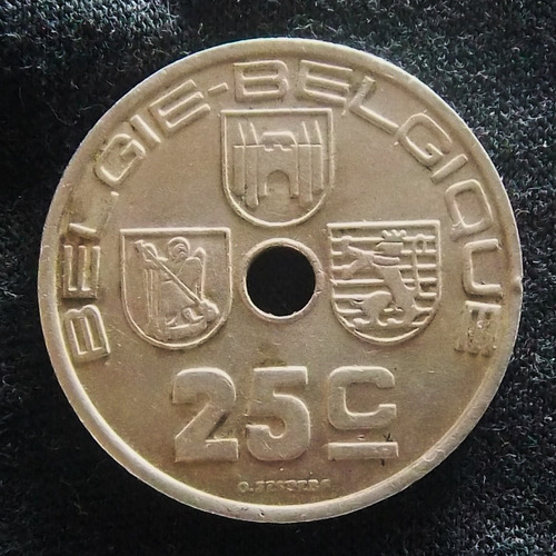 Bélgica 25 Cents 1938 Excelente Km 115