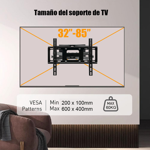 Soporte De Pared Para Tv Y Monitor De 32 A 85 Pulgadas Mountup Color Negro