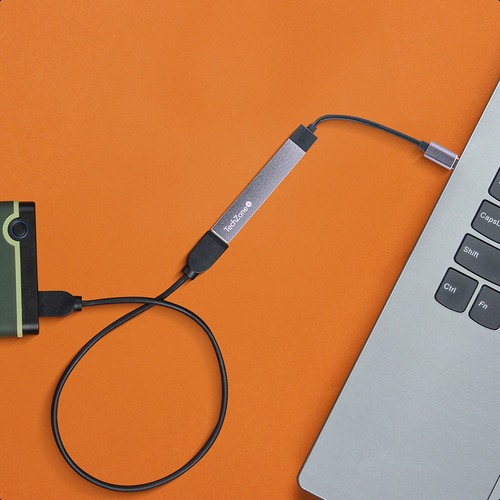 Hub Usb Tipo-c Con 1 Usb 3.0 Y 3 Usb 2.0 En Aluminio Plata Color Gris