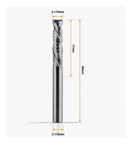 Fresa Router Cnc 2 Filos Compresion, 3,175x17 Mm.