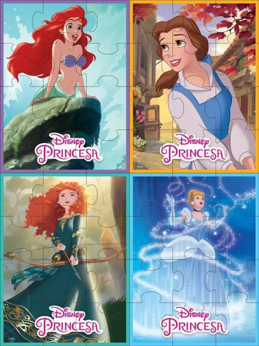Livro Com Quebra-cabeças Aprender Brincando Princesas Disney