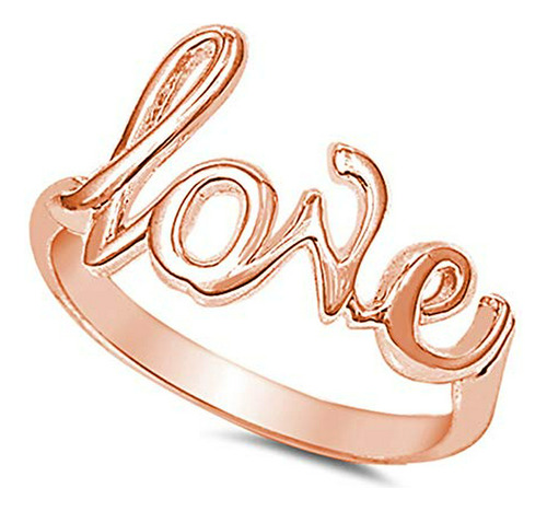 Anillo De Plata De Ley Love In Script (disponible En Varios 