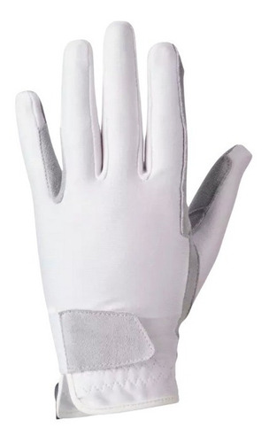 Guantes Equitación Blancos Lycra Y Cuero Sintetico Fouganza