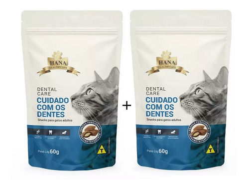 Kit 2 Unidades Petisco P/ Gatos Dental Care Nuggets 60g Hana