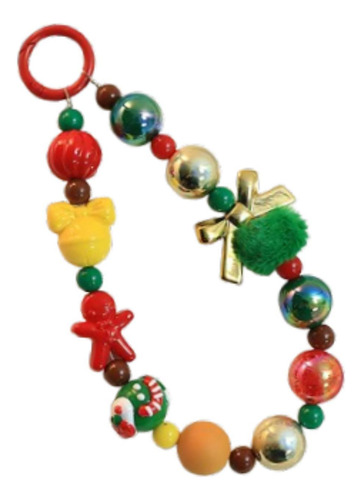 Llavero Con Lazo Navideño, Correa Para Pulsera, Arco Dorado
