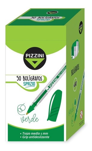 Bolígrafos Pizzini Spazio Birome Caja X 50 Unid Vs Colores Color de la tinta Verde Color del exterior Cristal