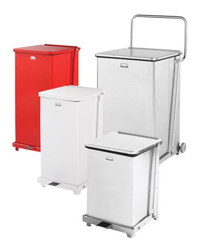 Contenedor Cuadrado Rubbermaid Con Ruedas Y Pedal 40 Galones Color Blanco
