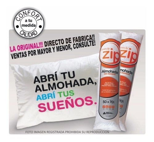 Imagen 3 de 4 de Almohadas Zip Inteligente -50x90cm- De Fabrica!!