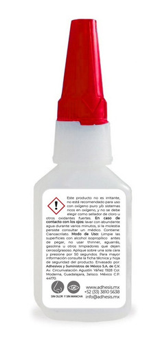 Imagen 2 de 5 de Adinox® C50, Adhesivo Instantáneo De Bajo Olor No Mancha 28g