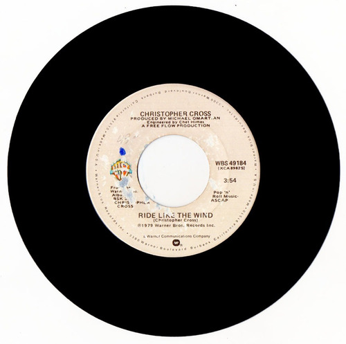 Christopher Cross Ride Like The Wind 1979 Vinilo 45 Pop Rock