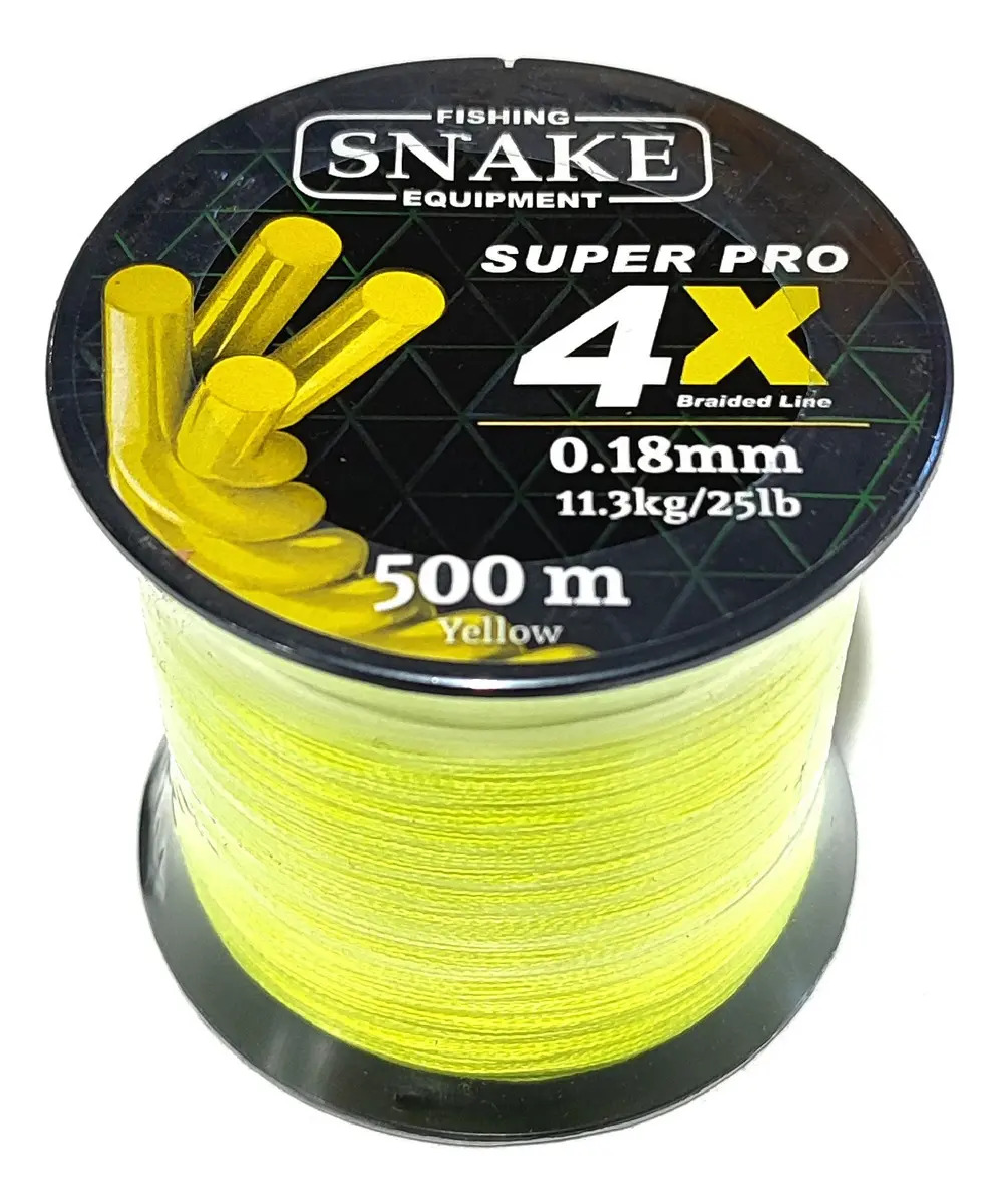 Multifilamento Snake 4 Hebras Bobina 500 Metros Color 0.18 Mm Amarillo
