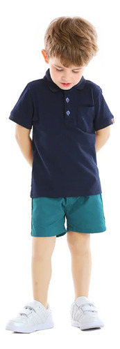 Polera Pique Niños Manga Corta Cuello Polo Algodón Unisex