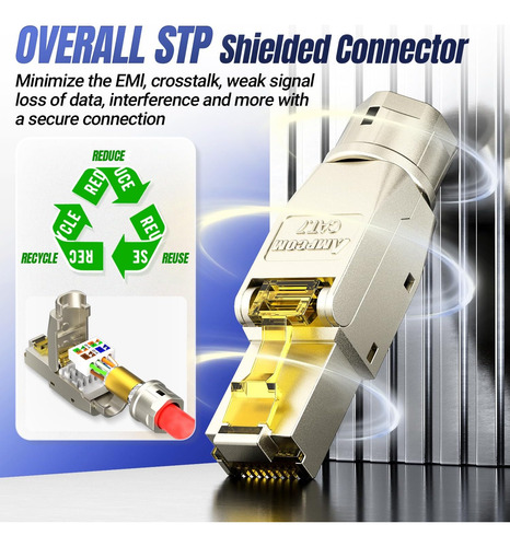 Conector Ampcom Stp Cat7 Rj45, Conector De Terminal Modular.