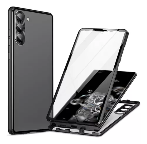 Para Samsung Galaxy S24 Ultra 5G HD Funda de teléfono de vidrio templado de  metal magnético