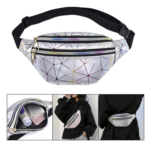 Bolsa De Cintura Crossbody, Prata 31cm X 13cm X 8cm Prata