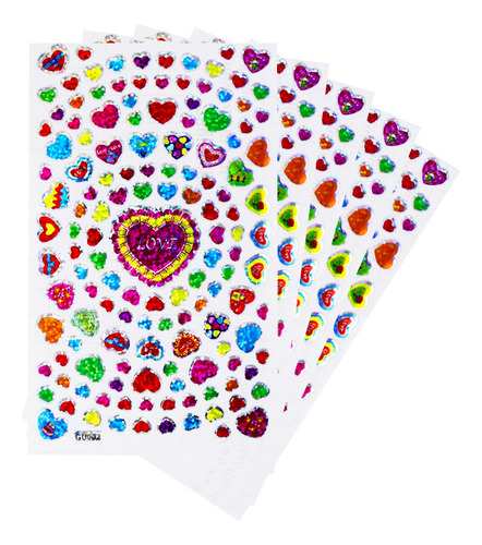 10 Planillas Mini Corazones Multicolor Sticker Pegatina