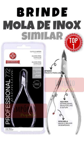 Imagem 1 de 3 de 1 Alicate Cutícula 772 Prof Inox Cobo Longo + Brinde Mola