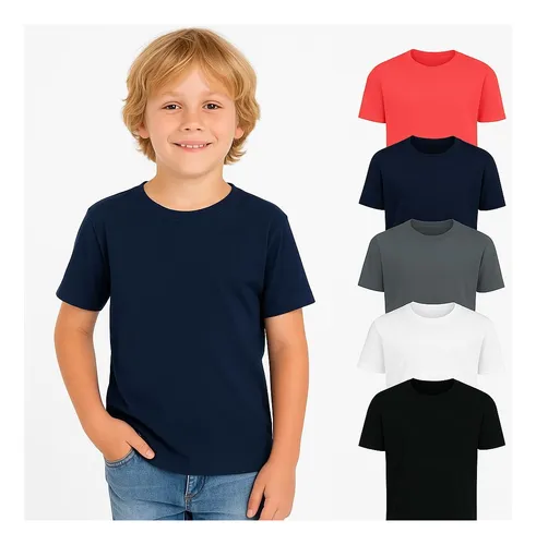 Kit 5 Camiseta Basica Infantil Camisas Juvenil Menino Menina