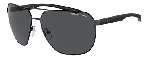Óculos de Sol Armani Exchange AX2047S 600087 63 Masculino Preto Fosco Matte Black