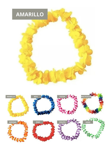 Imagen 4 de 10 de 12 Collar Hawaii Hula Flores Hawaiano 8 Colores Carioca