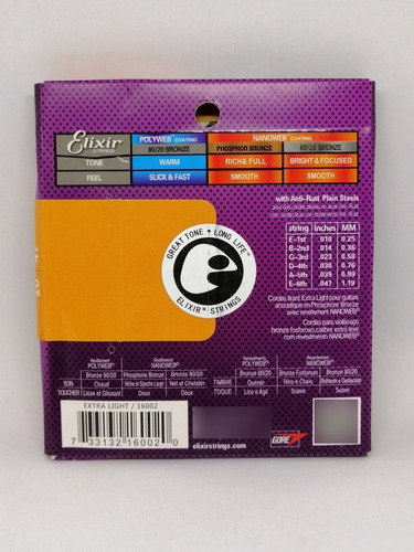 Imagen 2 de 4 de Cuerdas De Guitarra Elixir 16002 Calibre (10-47)
