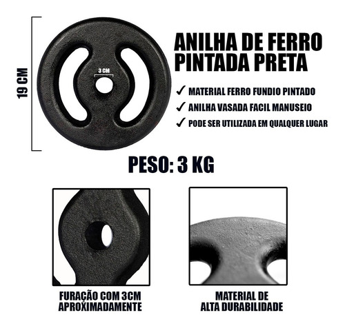 Imagem 3 de 7 de Kit Musculação Iniciante 12kg Anilhas + Barra 120 + Halteres