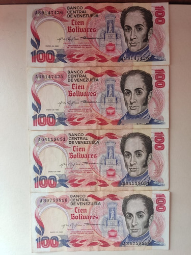 Billetes De 100 Bolivares 29 De Enero 1980