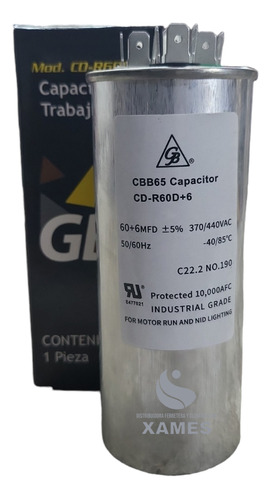 Capacitor Para Minisplit Y A/c 60+6 Mfd 110/220v 370/440vac