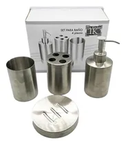 Comprar Set Juego De Baño Dispensadores 4 Piezas Metal