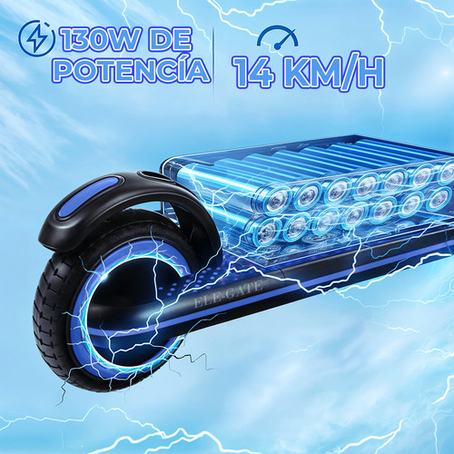 Patín Eléctrico Infantil Con Doble Freno Y Pantalla Digital Color Azul HOG.293