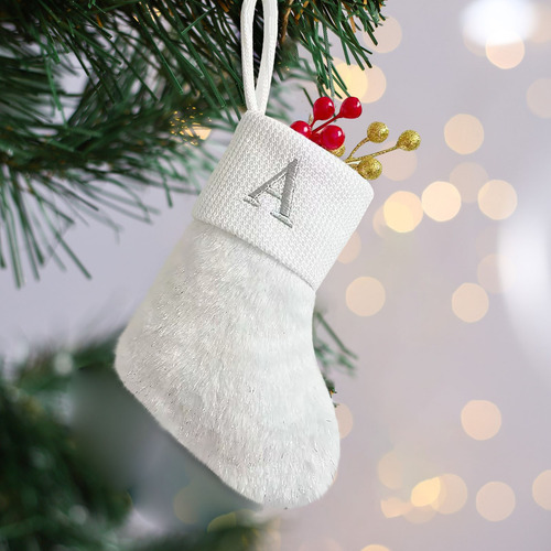 Calcetines Con Adorno Navideño, Calcetines Blancos De Seda B