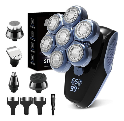 Sejoy Alien Pro Rasuradora Eléctrica Barba Recargable Hombre Afeitadora Y Calvo Corta Pelos Kits 5 En 1 Color Azul 127V