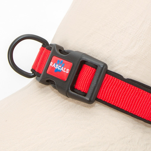 Collar Perro Mediano Acolchonado Premium Rascals Color Rojo Neoprene - SBR Tamaño del collar M