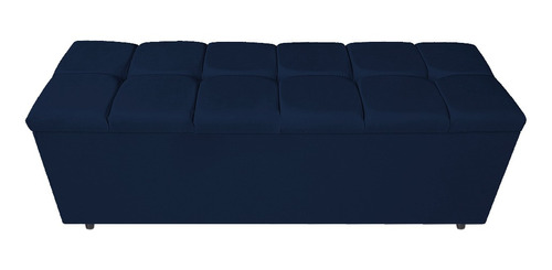 Baú Manchester 195 Cm King Size Suede Azul Marinho - Amarena