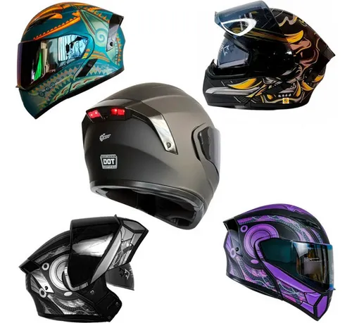 Casco Moto Abatible Mujer Certificado Con Luz Led Seguridad