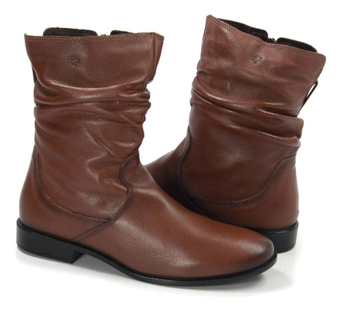Bota Perlatto Casual Feminina Modelo Básico Cano Franzino