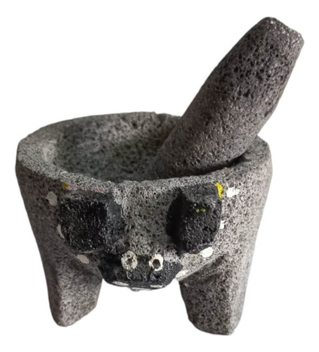 4 Mini Molcajetes Salero, Especias 100 % Piedra Volcánica 