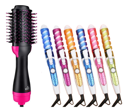 Escova Secadora 3 Em 1 1000w + Modeladora De Cachos Bi-volt