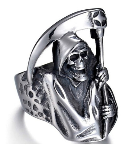 Anel Aço Inox Morte Ceifador Sons Reaper Caveira Moto Mc Cg