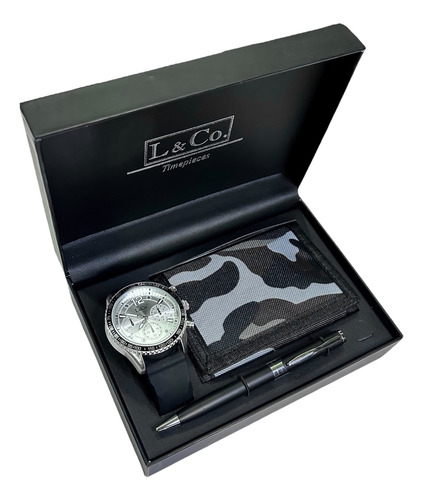 Reloj Y Cartera Set L & Co Para Hombre De Hebilla Ajustable