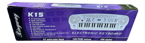 Teclado Musical Ringway K15 37 Teclas Chicas 10 Canciones Plateado