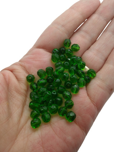 300 Cristais Bola Com Furo Jablonex 06mm Verde