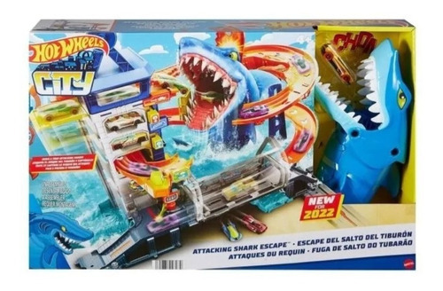Imagen 5 de 5 de Pista Hot Wheels City Escape Del Salto Del Tiburón Ataque Color Multicolor