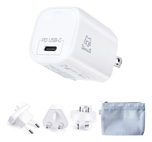 3inus Gan Pd 3.0 Pps - Bloque De Cargador Usb C De 30 W, Car