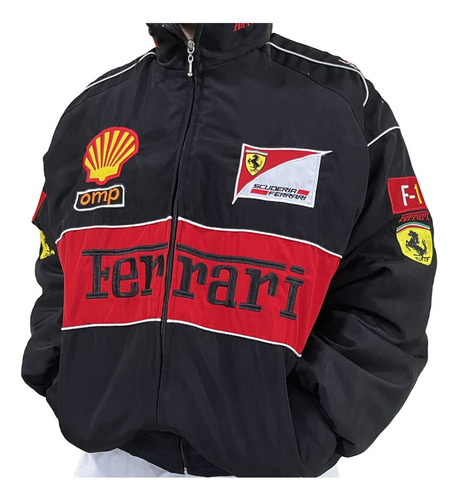 Chaqueta Racing Moto Retro Ferrari Team Otoño Bordado