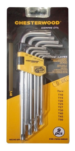 Set Llaves Torx (largas) Profesional Marca Chesterwood