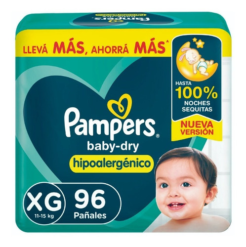 Pañales Pampers Baby-dry Talle Xg X96un Mes Consumo
