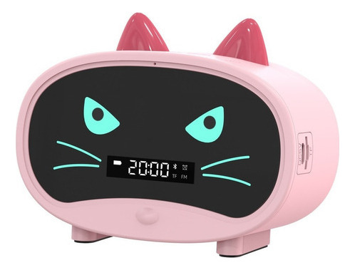 Bocina Linda Bluetooth Con Reloj Despertador Forma De Gato
